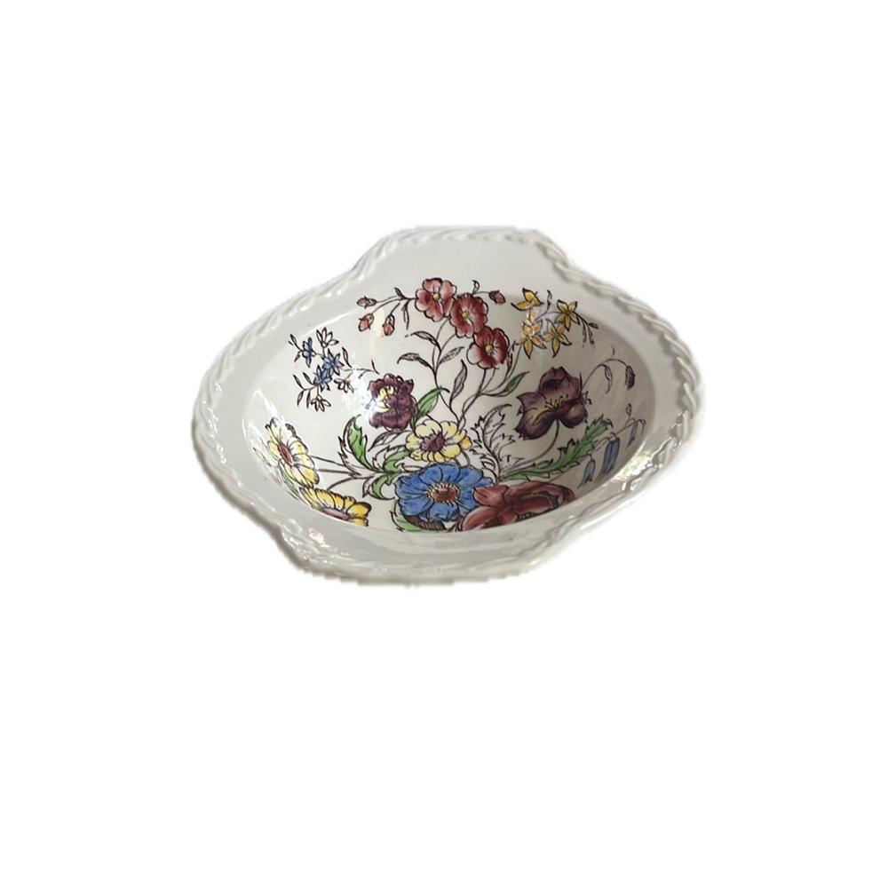 Metlox Vernon USA May Flower Chowder Bowl Handled 7 3/8